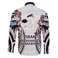 Fiji Day Family Matching Tank Maxi Dress and Hawaiian Shirt Happy 54 Years Of Independence Tapa Pattern White LT14 - Polynesian Pride