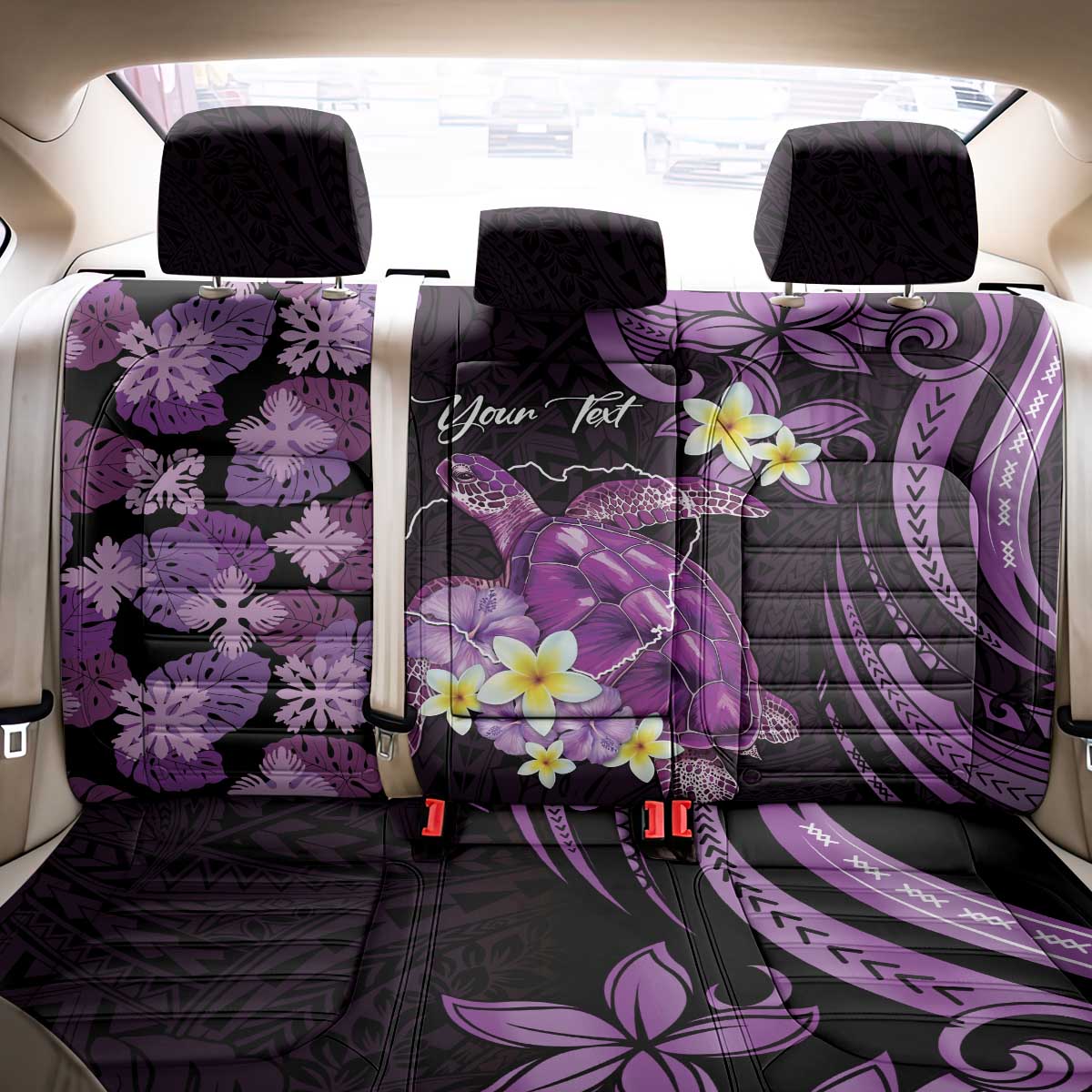 Personalised Aloha Hawaii Kauai Island Back Car Seat Cover Garden Isle Map Sea Turtle Plumeria LT14 - Polynesian Pride