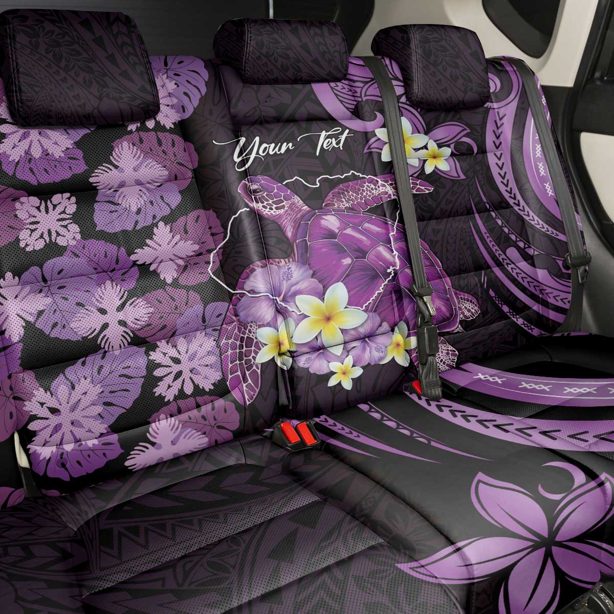 Personalised Aloha Hawaii Kauai Island Back Car Seat Cover Garden Isle Map Sea Turtle Plumeria LT14 - Polynesian Pride