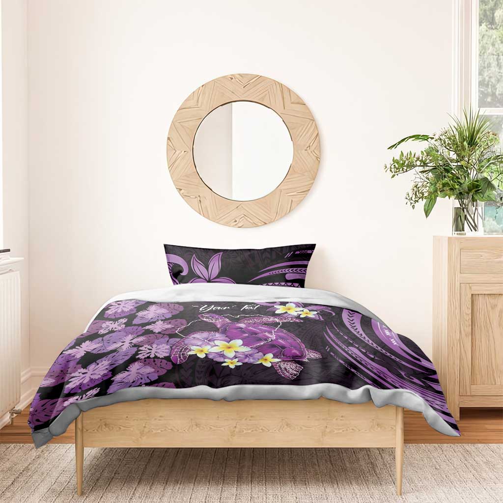 Personalised Aloha Hawaii Kauai Island Bedding Set Garden Isle Map Sea Turtle Plumeria