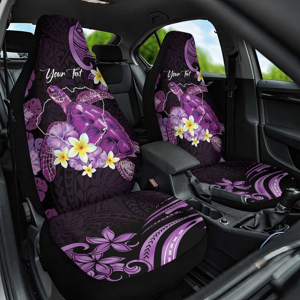 Personalised Aloha Hawaii Kauai Island Car Seat Cover Garden Isle Map Sea Turtle Plumeria LT14 One Size Purple - Polynesian Pride