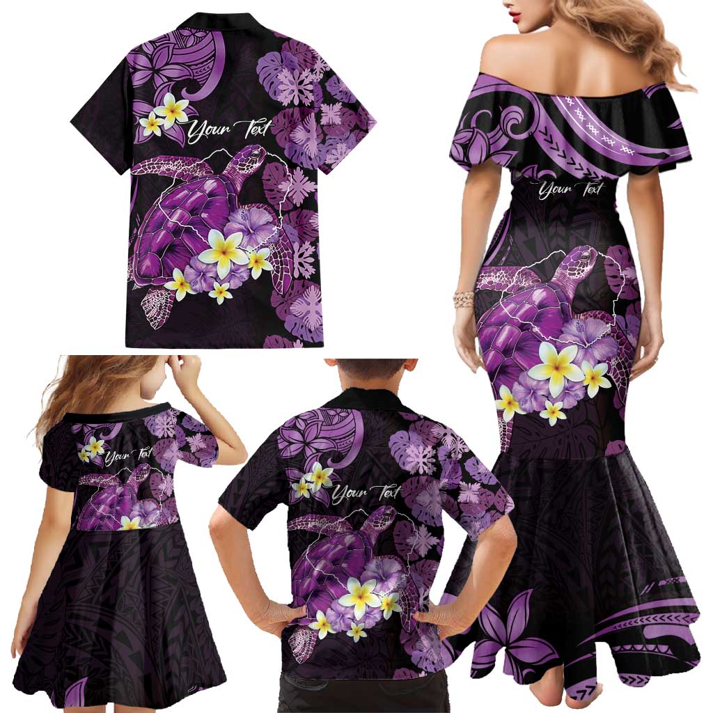 Personalised Aloha Hawaii Kauai Island Family Matching Mermaid Dress and Hawaiian Shirt Garden Isle Map Sea Turtle Plumeria LT14 - Polynesian Pride