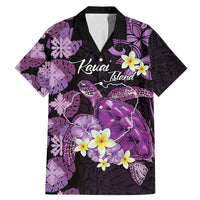 Personalised Aloha Hawaii Kauai Island Family Matching Mermaid Dress and Hawaiian Shirt Garden Isle Map Sea Turtle Plumeria LT14 Dad's Shirt - Short Sleeve Purple - Polynesian Pride