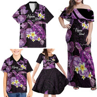 Personalised Aloha Hawaii Kauai Island Family Matching Off Shoulder Maxi Dress and Hawaiian Shirt Garden Isle Map Sea Turtle Plumeria LT14 - Polynesian Pride