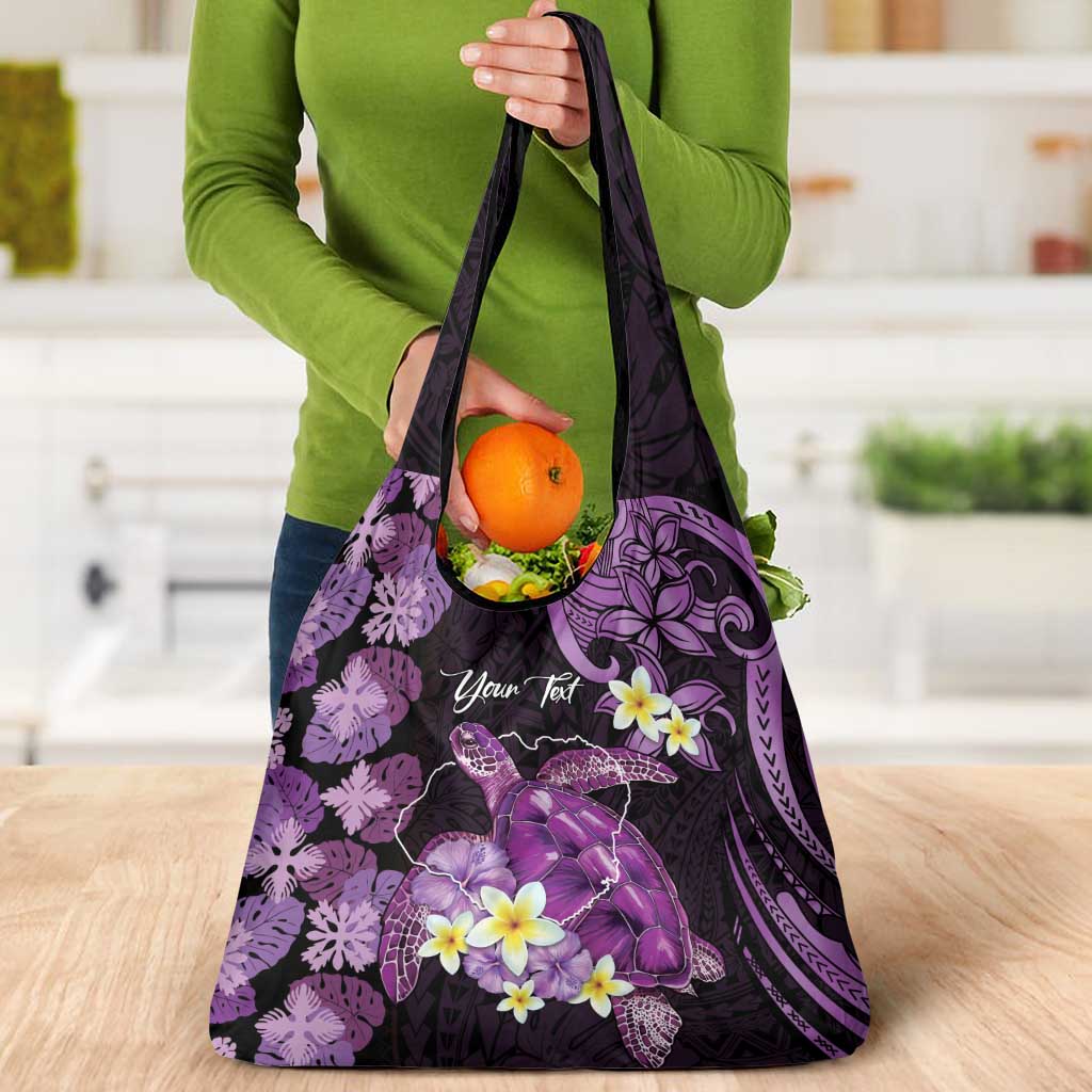 Personalised Aloha Hawaii Kauai Island Grocery Bag Garden Isle Map Sea Turtle Plumeria LT14 - Polynesian Pride