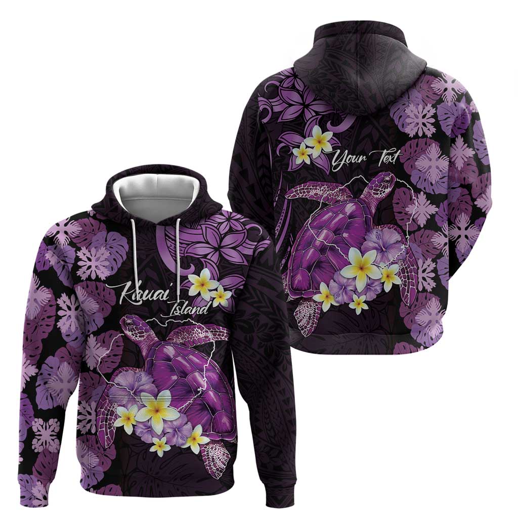 Personalised Aloha Hawaii Kauai Island Hoodie Garden Isle Map Sea Turtle Plumeria LT14 - Polynesian Pride