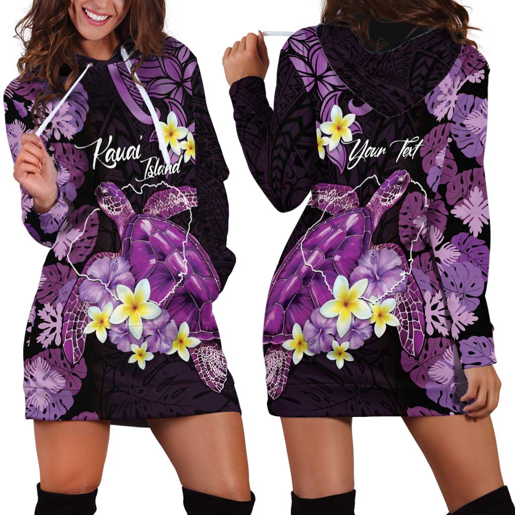 Personalised Aloha Hawaii Kauai Island Hoodie Dress Garden Isle Map Sea Turtle Plumeria LT14 - Polynesian Pride