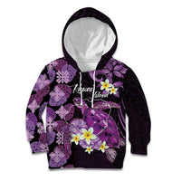 Personalised Aloha Hawaii Kauai Island Kid Hoodie Garden Isle Map Sea Turtle Plumeria LT14 Hoodie Purple - Polynesian Pride