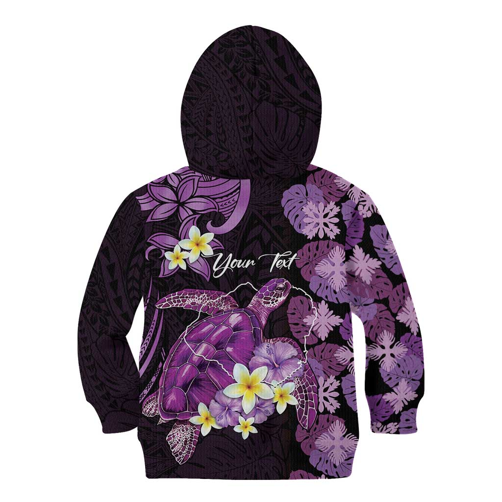 Personalised Aloha Hawaii Kauai Island Kid Hoodie Garden Isle Map Sea Turtle Plumeria LT14 - Polynesian Pride