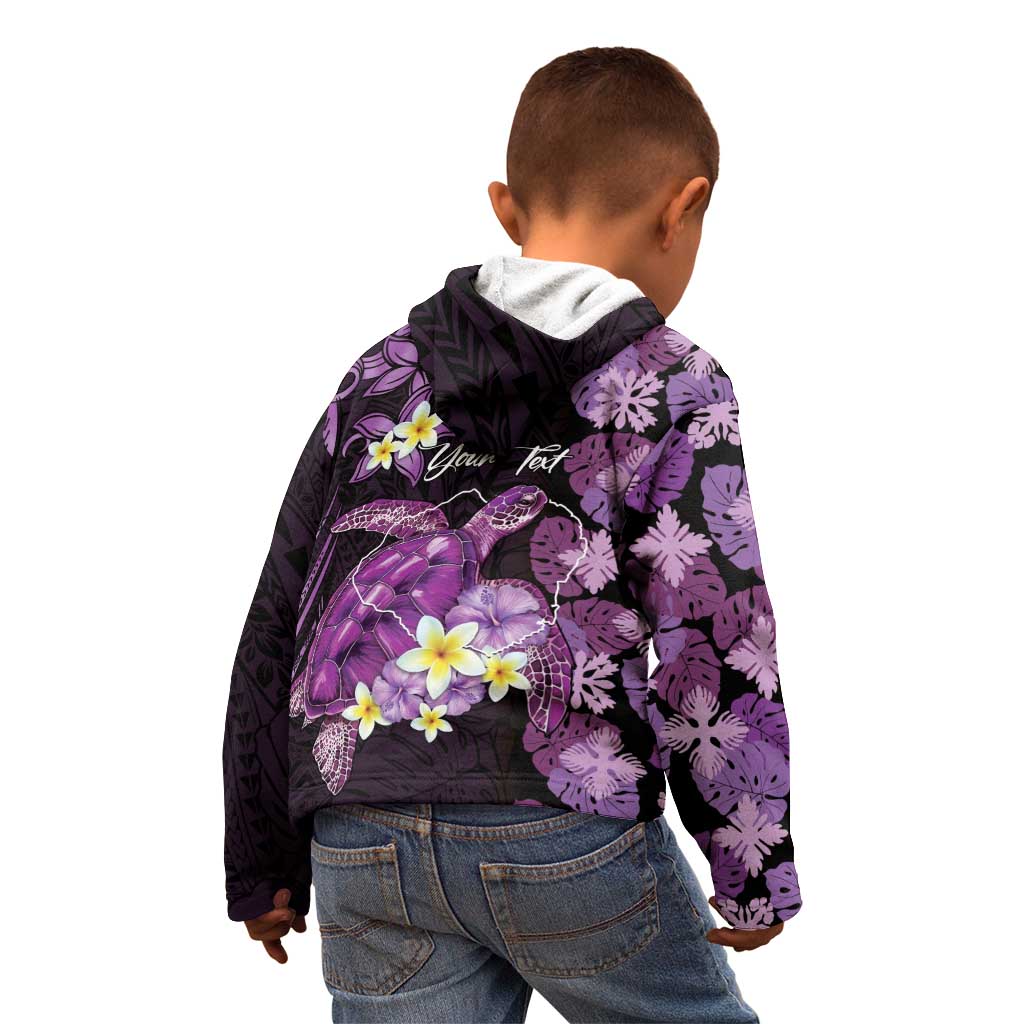 Personalised Aloha Hawaii Kauai Island Kid Hoodie Garden Isle Map Sea Turtle Plumeria LT14 - Polynesian Pride