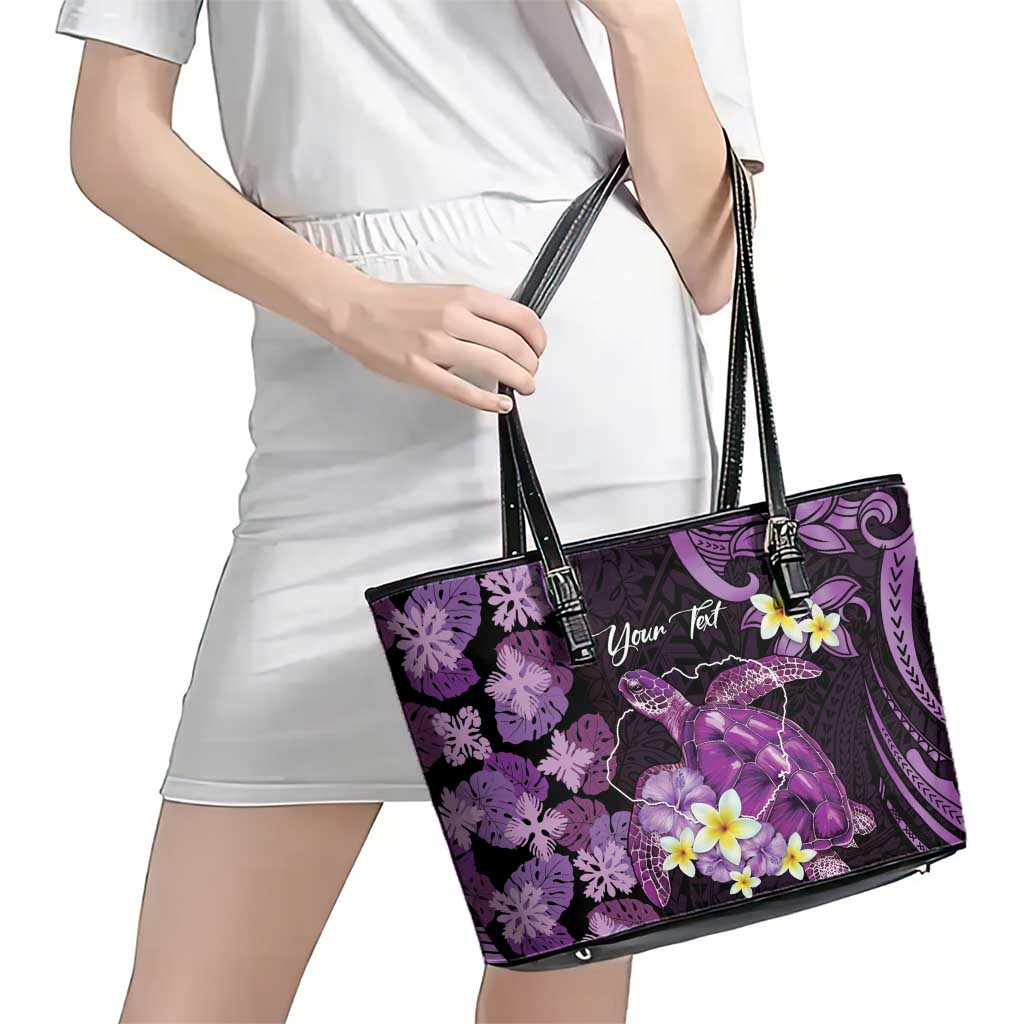 Personalised Aloha Hawaii Kauai Island Leather Tote Bag Garden Isle Map Sea Turtle Plumeria LT14 - Polynesian Pride