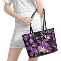 Personalised Aloha Hawaii Kauai Island Leather Tote Bag Garden Isle Map Sea Turtle Plumeria LT14 - Polynesian Pride