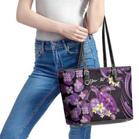 Personalised Aloha Hawaii Kauai Island Leather Tote Bag Garden Isle Map Sea Turtle Plumeria LT14 - Polynesian Pride