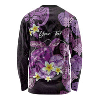 Personalised Aloha Hawaii Kauai Island Long Sleeve Shirt Garden Isle Map Sea Turtle Plumeria LT14 - Polynesian Pride