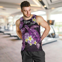 Personalised Aloha Hawaii Kauai Island Men Tank Top Garden Isle Map Sea Turtle Plumeria LT14 Purple - Polynesian Pride