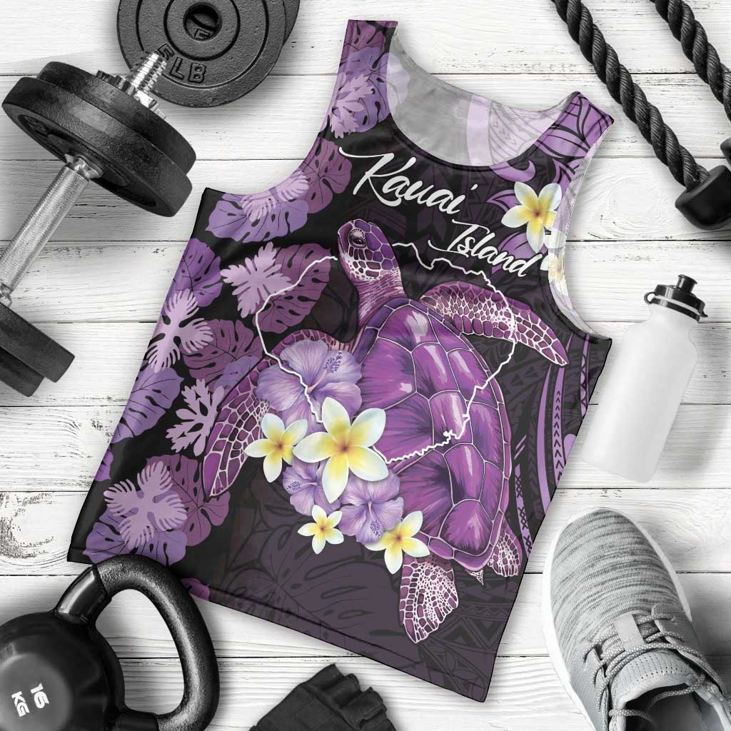 Personalised Aloha Hawaii Kauai Island Men Tank Top Garden Isle Map Sea Turtle Plumeria LT14 - Polynesian Pride