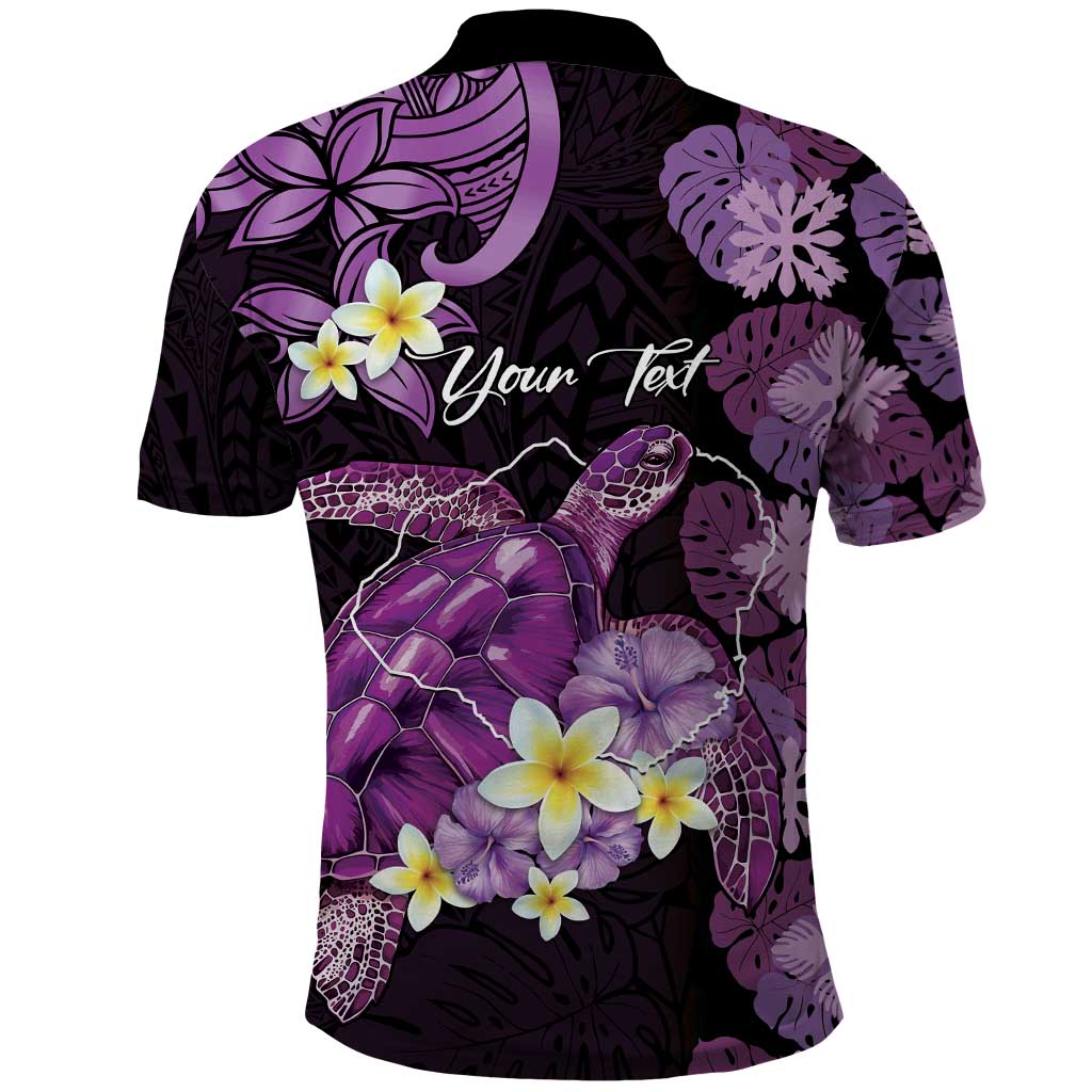 Personalised Aloha Hawaii Kauai Island Polo Shirt Garden Isle Map Sea Turtle Plumeria LT14 - Polynesian Pride