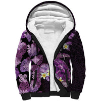 Personalised Aloha Hawaii Kauai Island Sherpa Hoodie Garden Isle Map Sea Turtle Plumeria LT14 Unisex Purple - Polynesian Pride