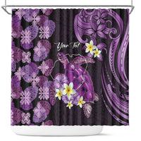 Personalised Aloha Hawaii Kauai Island Shower Curtain Garden Isle Map Sea Turtle Plumeria LT14 Purple - Polynesian Pride