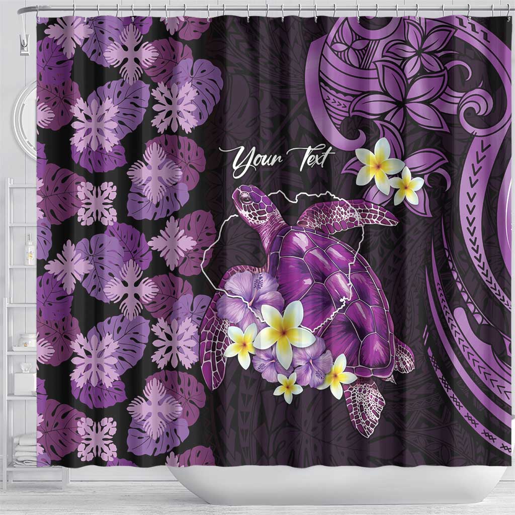 Personalised Aloha Hawaii Kauai Island Shower Curtain Garden Isle Map Sea Turtle Plumeria LT14 - Polynesian Pride