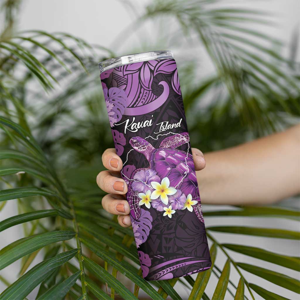 Personalised Aloha Hawaii Kauai Island Skinny Tumbler Garden Isle Map Sea Turtle Plumeria LT14 - Polynesian Pride