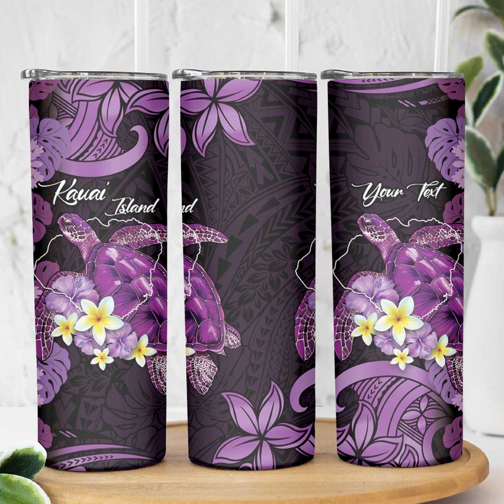 Personalised Aloha Hawaii Kauai Island Skinny Tumbler Garden Isle Map Sea Turtle Plumeria LT14 - Polynesian Pride