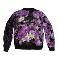 Personalised Aloha Hawaii Kauai Island Sleeve Zip Bomber Jacket Garden Isle Map Sea Turtle Plumeria LT14 - Polynesian Pride