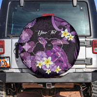 Personalised Aloha Hawaii Kauai Island Spare Tire Cover Garden Isle Map Sea Turtle Plumeria LT14 Purple - Polynesian Pride