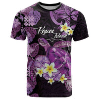 Personalised Aloha Hawaii Kauai Island T Shirt Garden Isle Map Sea Turtle Plumeria LT14 Purple - Polynesian Pride