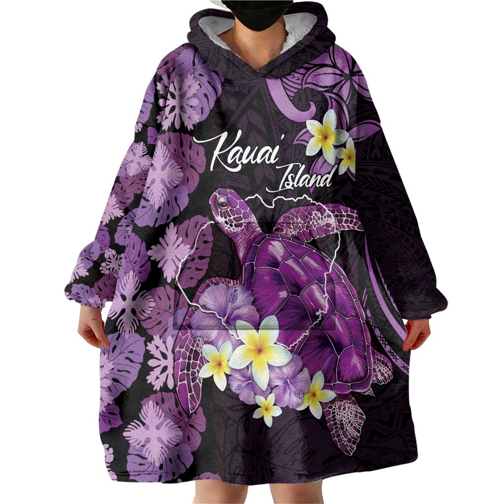 Personalised Aloha Hawaii Kauai Island Wearable Blanket Hoodie Garden Isle Map Sea Turtle Plumeria LT14 - Polynesian Pride