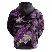 Personalised Aloha Hawaii Kauai Island Zip Hoodie Garden Isle Map Sea Turtle Plumeria LT14 - Polynesian Pride