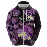 Personalised Aloha Hawaii Kauai Island Zip Hoodie Garden Isle Map Sea Turtle Plumeria LT14 - Polynesian Pride