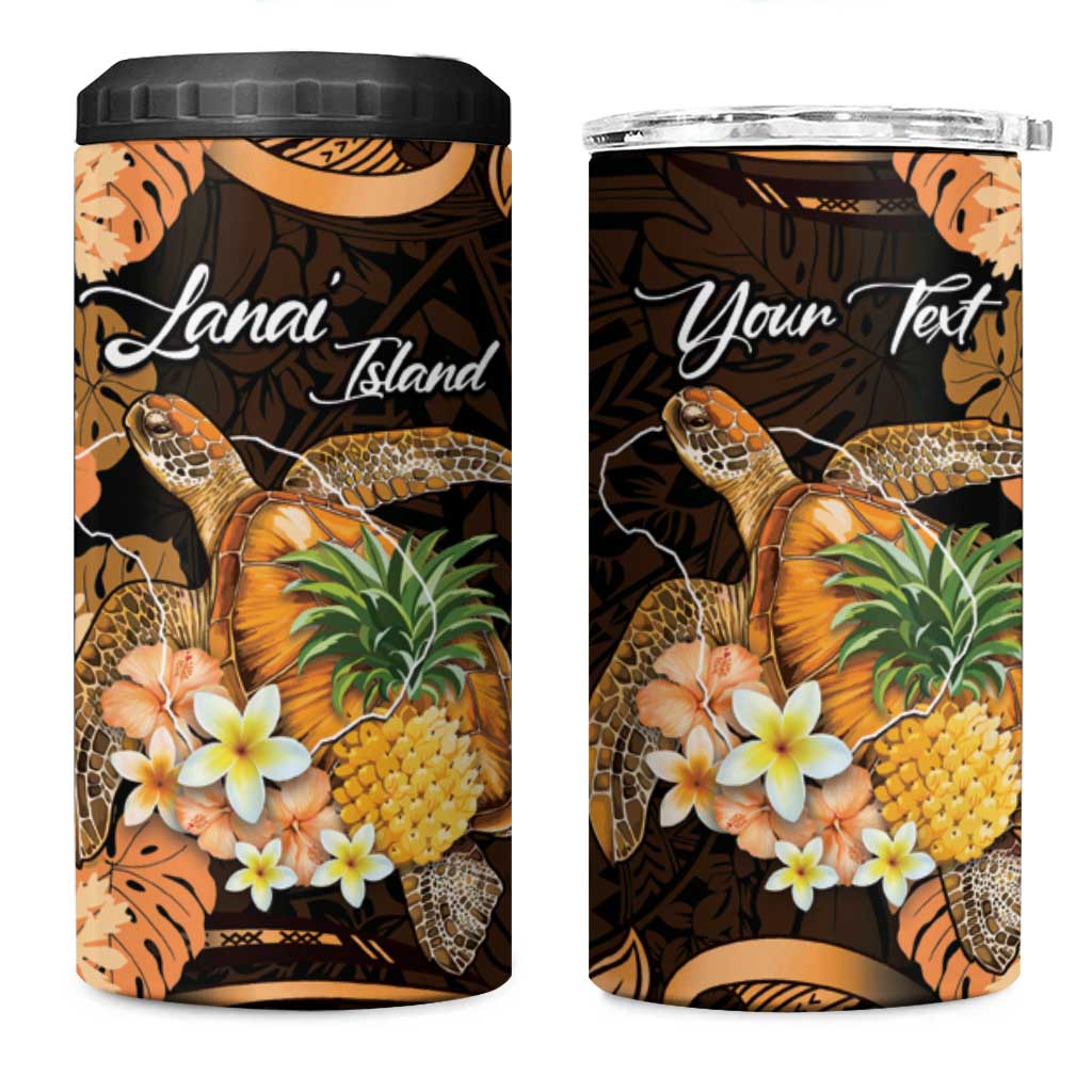 Personalised Aloha Hawaii Lanai Island 4 in 1 Can Cooler Tumbler Pineapple Isle Map Sea Turtle Plumeria LT14 One Size: 16 oz Orange - Polynesian Pride