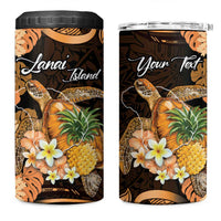 Personalised Aloha Hawaii Lanai Island 4 in 1 Can Cooler Tumbler Pineapple Isle Map Sea Turtle Plumeria LT14 One Size: 16 oz Orange - Polynesian Pride