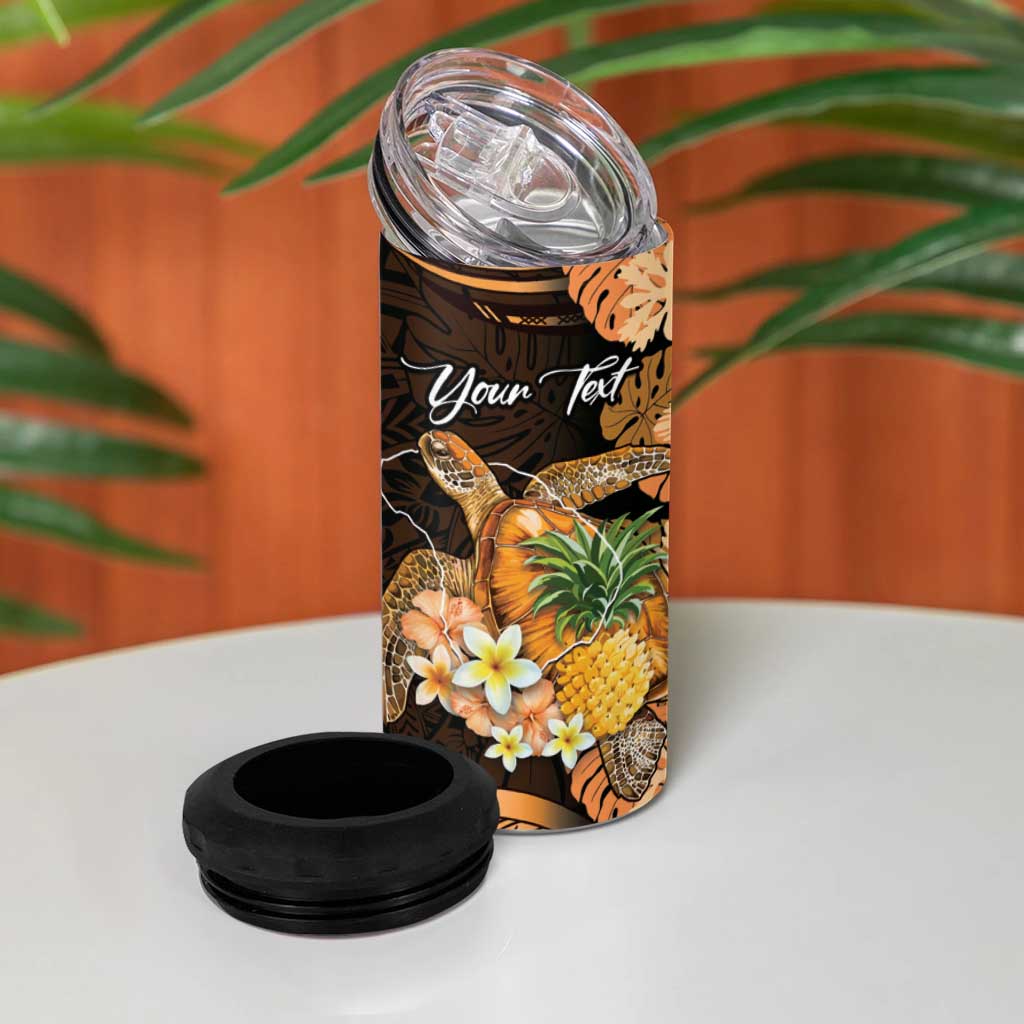 Personalised Aloha Hawaii Lanai Island 4 in 1 Can Cooler Tumbler Pineapple Isle Map Sea Turtle Plumeria LT14 - Polynesian Pride