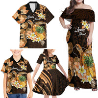 Personalised Aloha Hawaii Lanai Island Family Matching Off Shoulder Maxi Dress and Hawaiian Shirt Pineapple Isle Map Sea Turtle Plumeria LT14 - Polynesian Pride