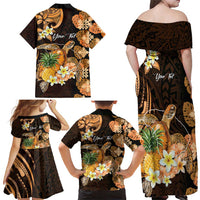Personalised Aloha Hawaii Lanai Island Family Matching Off Shoulder Maxi Dress and Hawaiian Shirt Pineapple Isle Map Sea Turtle Plumeria LT14 - Polynesian Pride