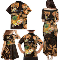 Personalised Aloha Hawaii Lanai Island Family Matching Puletasi and Hawaiian Shirt Pineapple Isle Map Sea Turtle Plumeria LT14 - Polynesian Pride