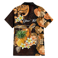 Personalised Aloha Hawaii Lanai Island Family Matching Puletasi and Hawaiian Shirt Pineapple Isle Map Sea Turtle Plumeria LT14 - Polynesian Pride