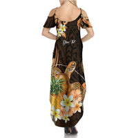 Personalised Aloha Hawaii Lanai Island Family Matching Summer Maxi Dress and Hawaiian Shirt Pineapple Isle Map Sea Turtle Plumeria