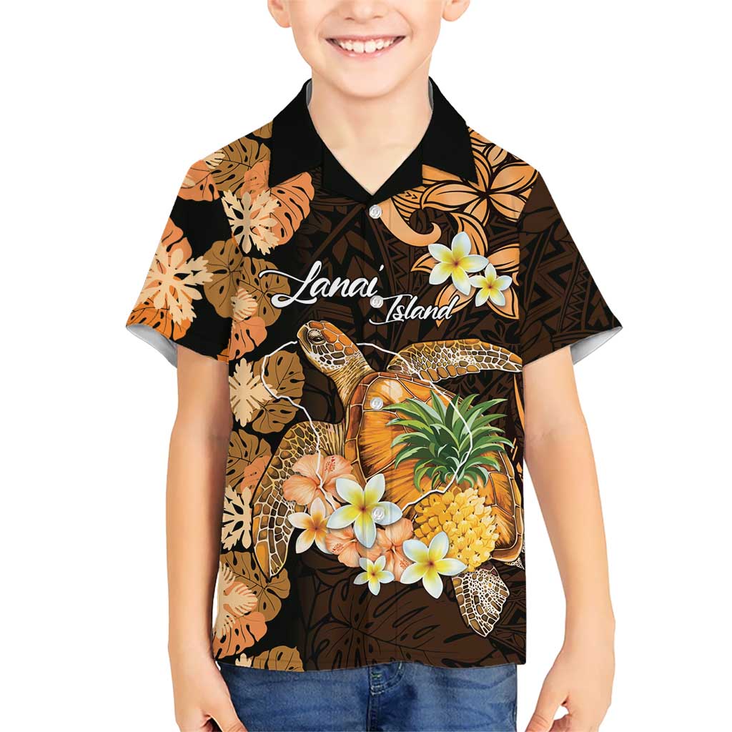 Personalised Aloha Hawaii Lanai Island Hawaiian Shirt Pineapple Isle Map Sea Turtle Plumeria