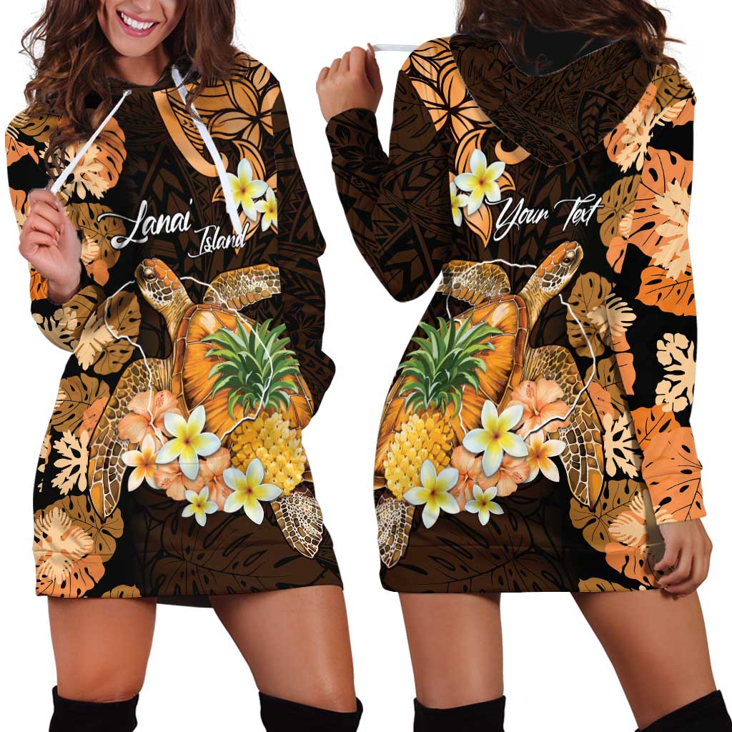 Personalised Aloha Hawaii Lanai Island Hoodie Dress Pineapple Isle Map Sea Turtle Plumeria LT14 - Polynesian Pride