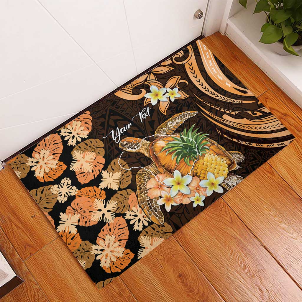 Personalised Aloha Hawaii Lanai Island Rubber Doormat Pineapple Isle Map Sea Turtle Plumeria LT14 - Polynesian Pride