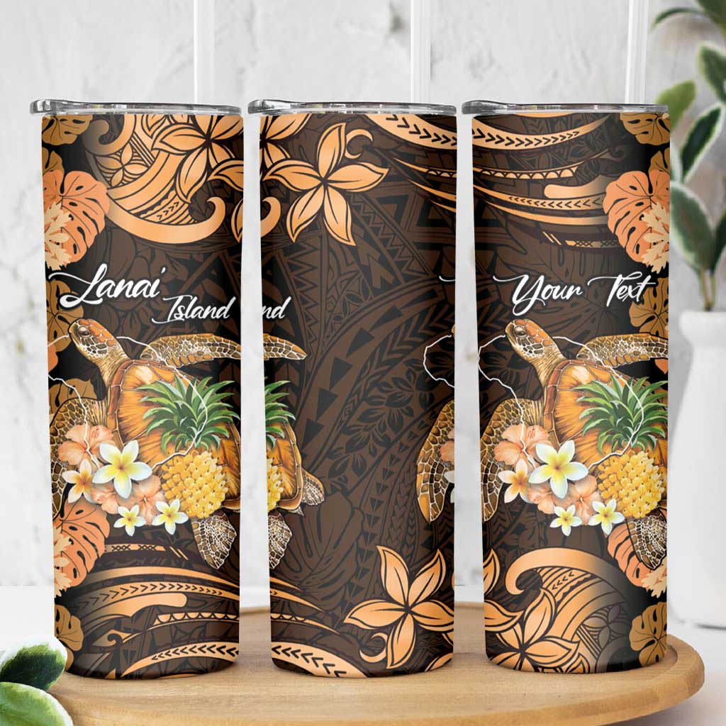 Personalised Aloha Hawaii Lanai Island Skinny Tumbler Pineapple Isle Map Sea Turtle Plumeria LT14 - Polynesian Pride