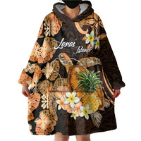 Personalised Aloha Hawaii Lanai Island Wearable Blanket Hoodie Pineapple Isle Map Sea Turtle Plumeria LT14 - Polynesian Pride