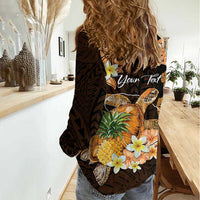 Personalised Aloha Hawaii Lanai Island Women Casual Shirt Pineapple Isle Map Sea Turtle Plumeria LT14 - Polynesian Pride