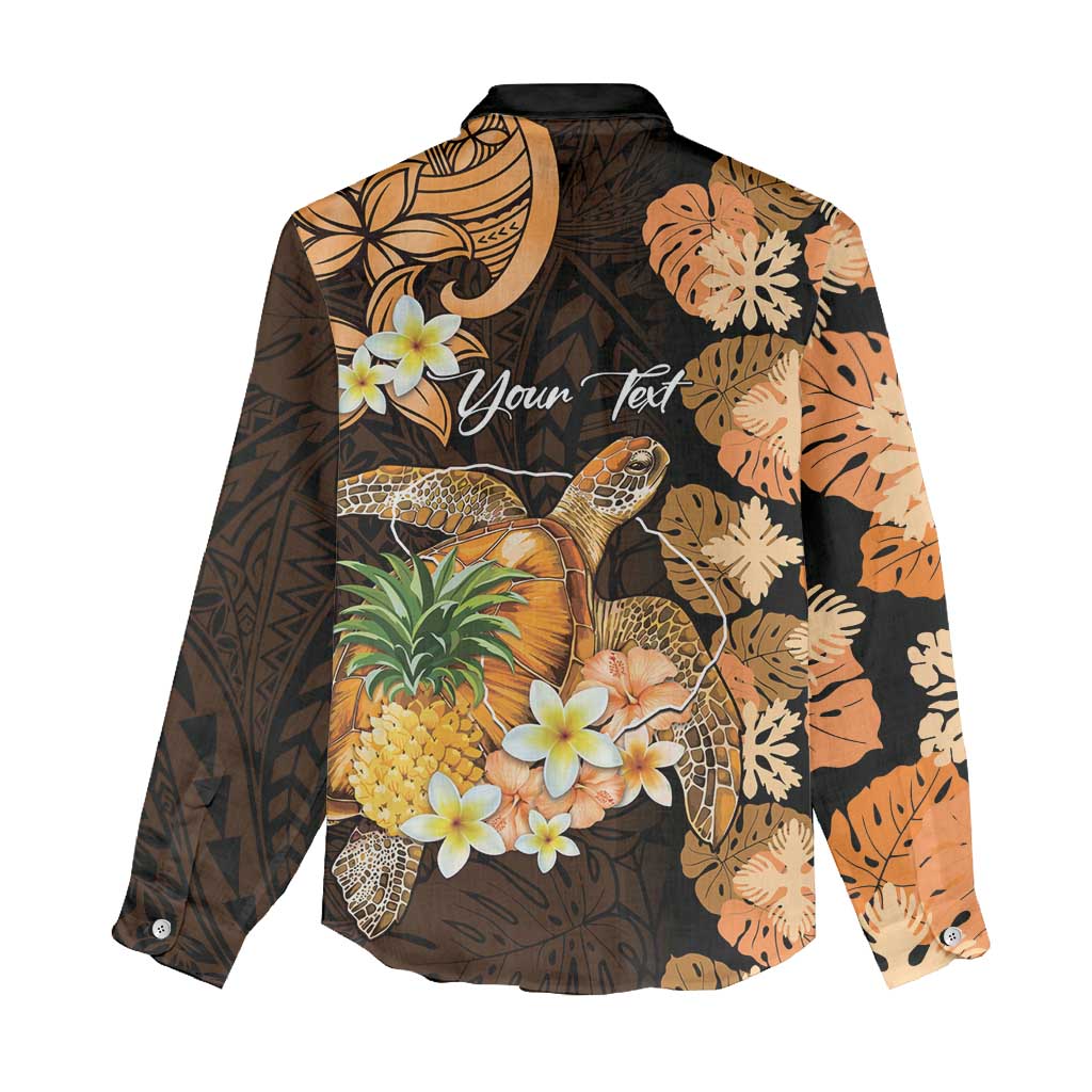 Personalised Aloha Hawaii Lanai Island Women Casual Shirt Pineapple Isle Map Sea Turtle Plumeria LT14 - Polynesian Pride