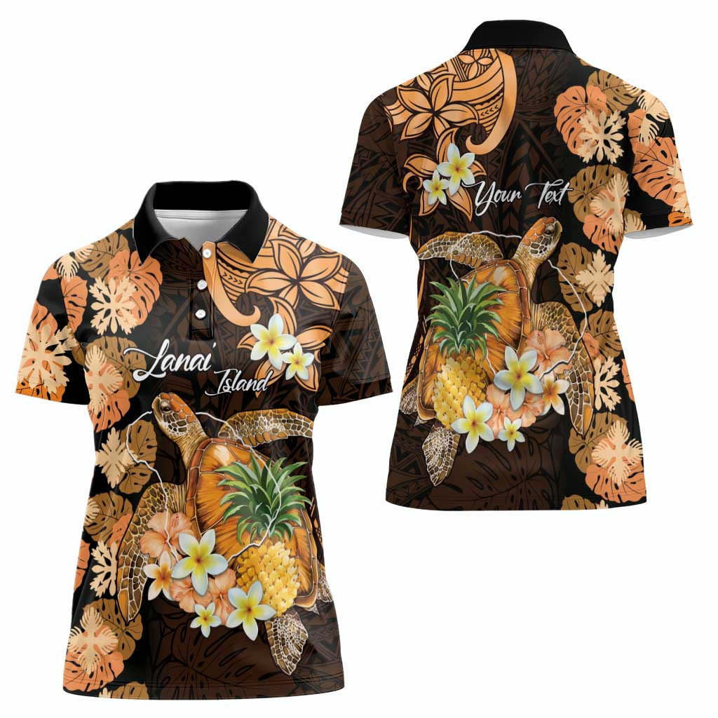 Personalised Aloha Hawaii Lanai Island Women Polo Shirt Pineapple Isle Map Sea Turtle Plumeria LT14 - Polynesian Pride