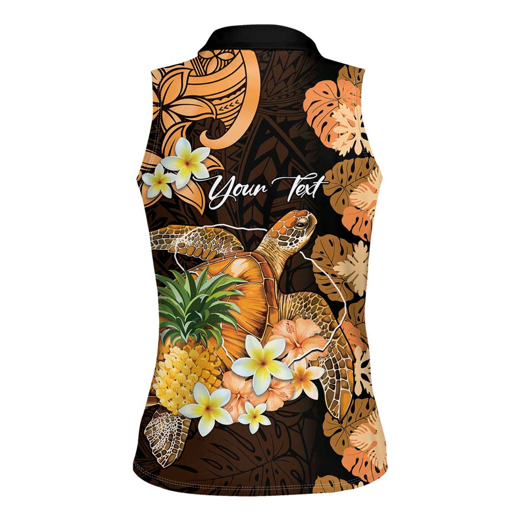Personalised Aloha Hawaii Lanai Island Women Sleeveless Polo Shirt Pineapple Isle Map Sea Turtle Plumeria LT14 - Polynesian Pride