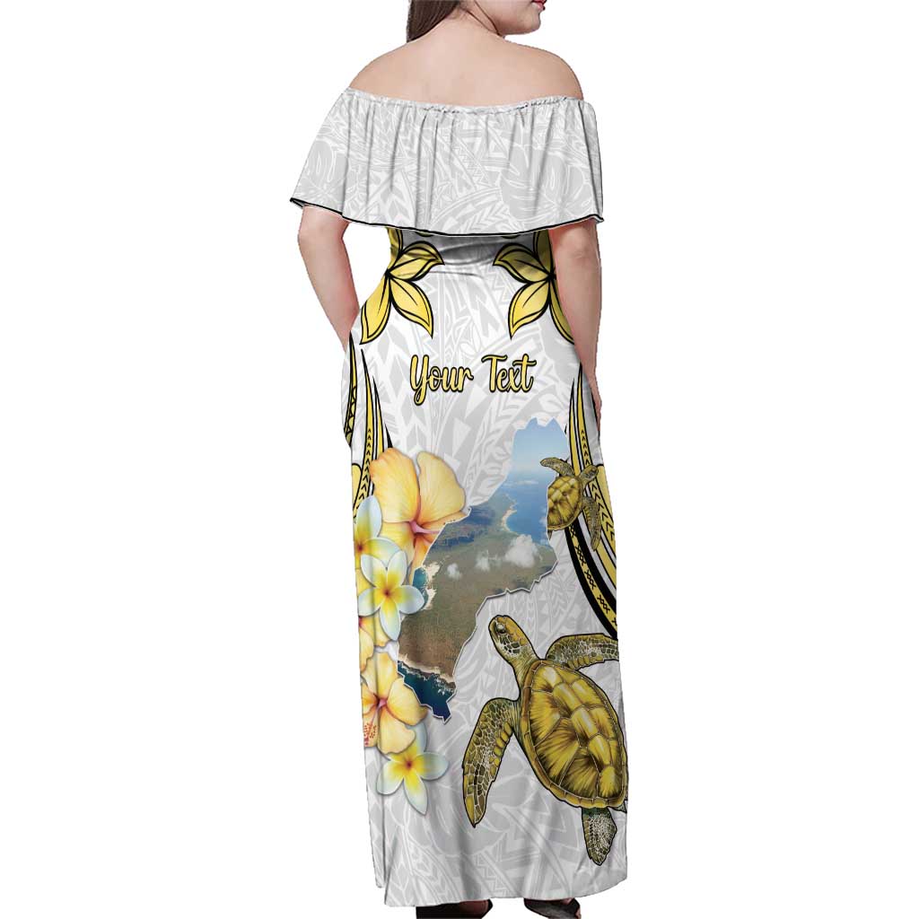 Personalised Aloha Hawaii Niihau Island Family Matching Off Shoulder Maxi Dress and Hawaiian Shirt Forbidden Isle Map Shell Lei LT14 - Polynesian Pride